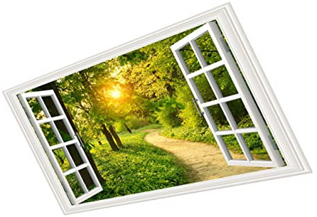 jojofuny Adesivo Da Parete Finestra Finta Adesivo Per Finestra Simulata Paesaggio Per Parete Liscia