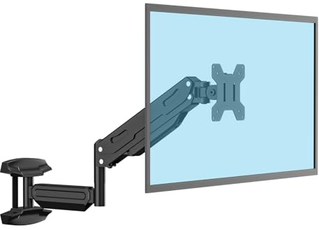 Suptek Single Wall Mount Monitor for 13-32 | Full Motion Adjustable, Gas Spring Arm, Holds up to 22lbs, VESA 75x75/100x100