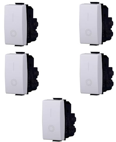 MODULI FRUTTI PRESE BIPASSO 10A 16A 230V INTERRUTTORI PULSANTI SCHUKO USB DIMMER SENSORI ANTENNA RETE COMPATIBILE CON BTICINO MATIX (5x, interruttore 0-1)
