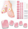 Nagelfolie UV Härtend - 32 Stück Fußnägel Zum Kleben UV Gel Nagelfolie Selbstklebend mit Jeder Nagellampe Inkl Nagelpads Nagelfeile und Holzstäbchen (rosarot)