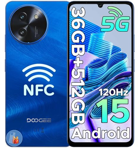 DOOGEE NOTE59PRO+ Smartphone 5G, 36GB RAM+512GB ROM 2TB Ampliable Telefono Movil Android 15, 6,75 HD+120Hz, Octa Core Telefonos Moviles 6250mAh 50MP+8MP Cámara Widevine L1, OTG/GPS/Face ID/Huella/NFC