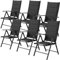 LIFERUN Gartenstühl Hochlehner Klappbar,6er Set Aluminium Balkonstuhl,Bis 120 kg,mit Gesteppte Rückenlehne & Sitzfläche,7-Fach Verstellbar, Outdoor Esszimmerstuhl,Armlehnen Klappstuhl,Schwarz, 6 PCS