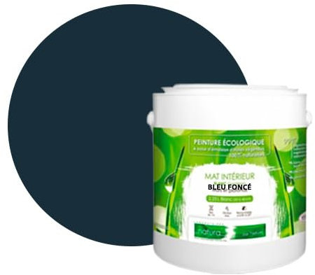 BOX DECO COULEURS Peinture murale naturelle écologique aspect mat intérieur Natura - 2,5L, Bleu Foncé