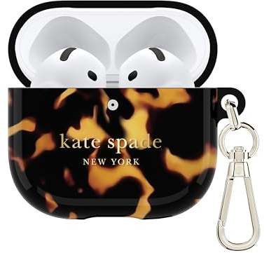 Kate Spade New York AirPods 4 Schutzhülle mit Schlüsselanhänger – Transparentes Schildpatt, kompatibel mit AirPods 4. Generation