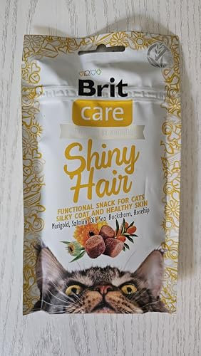 Brit Care Shiny Hair Katzensnack, Funktioneller Snack für seidiges Fell und gesunde Haut, 2x50g