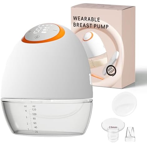 Anluomania Milchpumpe Elektrisch Freihändig, Elektrische Milchpumpe Handsfree, Milchpumpe Handsfree 4 Modi 9 Stufen mit 19 mm Flanschen, Tragbare, Starke Absaugung, BPA Frei, LED-Anzeige(1 Stück/Weiß)