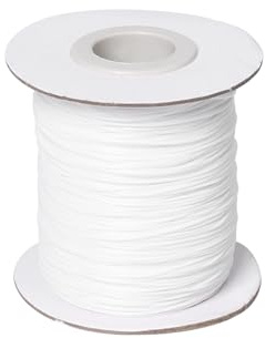 Pumwoy Cordon Coton Ciré 150m, Fil en Polyester Ciré 0.5mm, Fil de Coton Ciré pour Bijoux, Décorations, Bracelets, Colliers, Couture et DIY (Blanc)