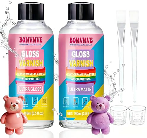 BOMVMVE Sigillante per Gesso Ceramico 200ml | con 100ml di Vernice Opaca e 100ml di Vernice, Impermeabile, Resistente ai Graffi e Alle Crepe