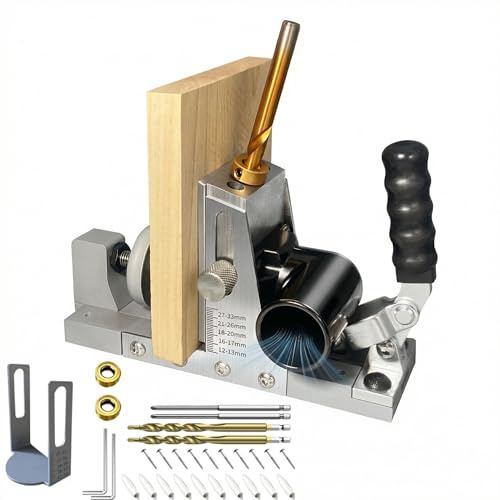 SOONHUA Pocket Hole Jig Kit, 2026 Upgraded Professional Metal Pocket Screw Jig System with Detachable Vacuum Adapter and Titanium Drill Bits for 12MM-33MM Thickness Wood Joints and Drilling Hole