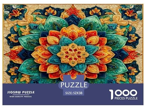 Puzzle 1000 Teile Für Erwachsene - Bunte Mandala, Unmögliche Herausforderung, Künstlerische Pflanzen, Home Dekoration, Lustiges Lern Legespiel 52x38cm/1000pcs