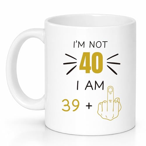 Custom Moments Funny 40th Birthday Mug for Men and Women, “I Am 39+” Joke Coffee Mug, 40 Years Old Gift for Dad, Mum, Husband, Wife, Grandma & Grandpa
