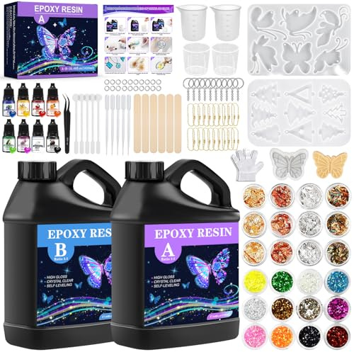 TOSUTO 1020ml Epoxidharz Set,Transparent Epoxidharz mit Härter,1:1 nach Volumen,Blasenfreies Gießharz Set,Glasklar Resin Harz Gießen Set für Kunstwerke Gießharz,Schmuck,Formen Silikon,Tischplatte