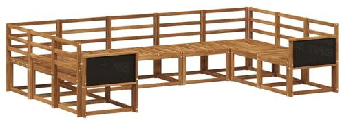 vidaXL Outdoor-Sofagarnitur 9 pcs Natur Massivholz Akazie, Akazienholz Gartensofa Set, modernes, wetterfestes Möbel für Garten, Poollounge, Bequeme Sitzmöbel