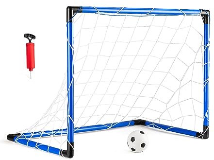 Baseline Football Goal | Kids Mini Football Goal Net with Ball and Pump, First Goal for Toddlers, Indoor & Outdoor Use, Ages 3+, Blue