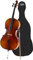 Classic Cantabile Student Cello 3/4 - gesperrte Fichtendecke - Boden, Zarge, Hals und Steg aus Ahorn - Griffbrett: Linde gebeizt - Wirbel und Sattel aus Ahorn, geschwärzt - inklusive Bogen und Tasche