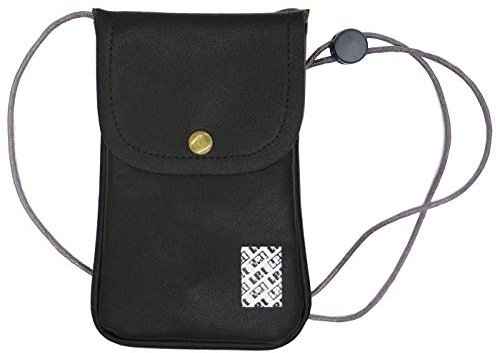 LefRight Casual Fashion PU Leather Cellphone Neck Pouch Bag Credit Card Holder with Adjustable Sling for iPhone XR 7 Plus Galaxy S3 S4 S5 S6 S7 Edge (Black)