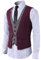 STTLZMC Gilet Uomo Slim Fit Elegante Casual Smanicato Scollo a V Panciotto Matrimonio Corpetto 2in1 Blazer(Niente Camicia),Vino,XX-Large