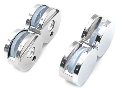 Nuzamas Lot de 8 supports en verre pour miroir de salle de bain avec pince en verre pour miroir de salle de bain Finition chromée en alliage de zinc avec pince en verre