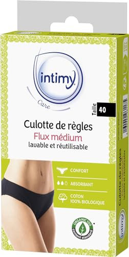 INTIMY CARE - Culotte de règles taille 40 - Flux MEDIUM - Tissu en contact avec la peau composé à 95% de coton biologique - Confort Quotidien et Liberté de Mouvement - Lavable et réutilisable