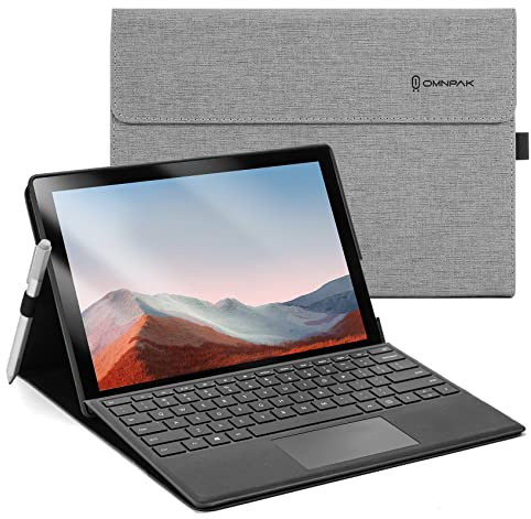 Omnpak Case for Microsoft Surface Pro 7 Plus /7/6 /5/4 with Stylus Holder, Multiple Angle Polyester Slim Lightweight Cover, Compatible with Type Cover Keyboard (Not Include Keyboard)
