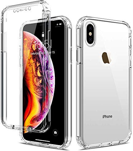 LAPOPNUT Kompatibel mit iPhone X/iPhone XS Hülle Durchsichtige Silikon 360 Grad Vollständiger Schutz Stoßfest und Kratzfest Feine Hülle Touchscreen Zweilagig Case Hülle für iPhone X/iPhone XS