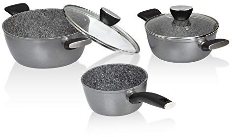 Jata Hogar HBAT3700 Batería de Cocina, Aluminio Forjado, Gris, 24 cm