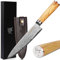 YOUSUNLONG Couteau de chef - Couteau de cuisine japonais Damas en acier inoxydable à haute teneur en carbone - Lame la plus affûtée 203 mm - Étui en cuir et bois d'olivier italien
