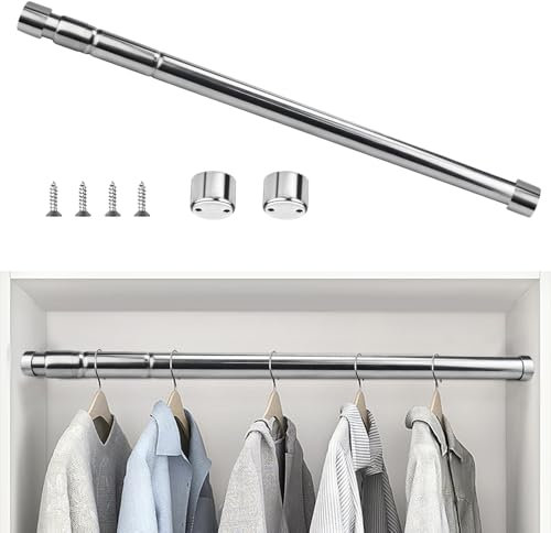 XAVSWRDE Kleiderstange Schrank 57-100cm Metallstange Kleiderbügelstange Ausziehbare Garderobenstange RundeTeleskopstange Klemmstange Kleiderschrank Spannstange Edelstahl Nischenstange für Garderobe