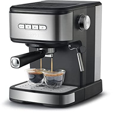 SENYA Machine à café expresso et cappuccino 850W, Café moulu, Percolateur avec mousseur de lait, Réservoir 1,2L, 15 bars SYBF-CM008