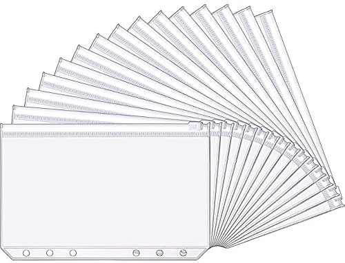 A6 Größe 6 Löcher Binder Taschen Binder Wasserdicht Reißverschluss Ordner Kunststoff Sammel Hüllen Binder Taschen für Postkarte Dateien Dokumente Notizbücher Karten (15 Stücke)