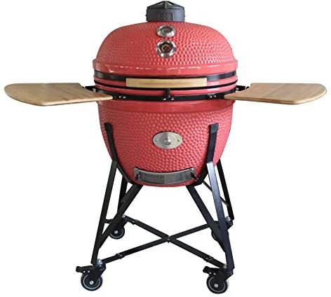 YNNI KAMADO TQ0C21PK Großer Grill, 53,3 cm, Rosa mit Chipfeeder, BBQ, Keramik, Ei, Smoker, TQ0C21PK