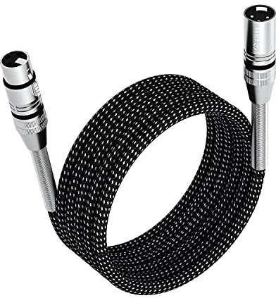 FIBBR XLR Cable 15M, Microphone Cable Nylon Braided XLR Male to Female Heavy Duty Balanced Microphone Cord Compatible with Preamps/Speaker Systems and More