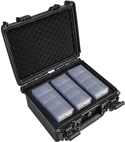 Migitec Wasserdichte Abgestufte Karten-Aufbewahrungsbox kompatibel mit 102 Kartenplatten, das Sport-Sammelkartenetui passt für PSA, CSG, BGS, CGC, SGC, Magnetkartenhalter und Toplader, Wasserdichte