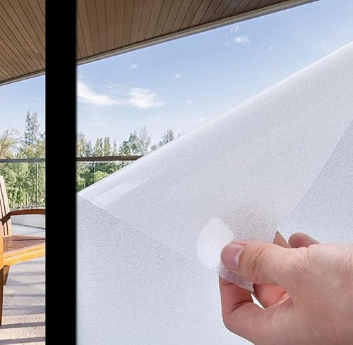 ForenTex Vinilo para Ventanas 90CM X 200CM – Lámina Translúcida Opaca sin Adhesivo, Privacidad y Protección Solar para Baño, Cocina y Oficina