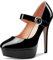 Castamere Women Stiletto High Platform Heel Round Toe Mary Jane Pumps Court Shoe Slip-on Classic Cute Dress 13 CM Heels Black 8.5 UK