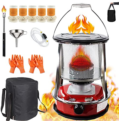 Petroleumofen für Innenräume, Mobile Heizung Ohne Strom Innen, Petroleum Heizung, Tragbarer Petroliumheizer, Große Petroleumheizung Heizer für Camping Zeltheizung Kochen mit 5 Docht, 4,6L und 6L