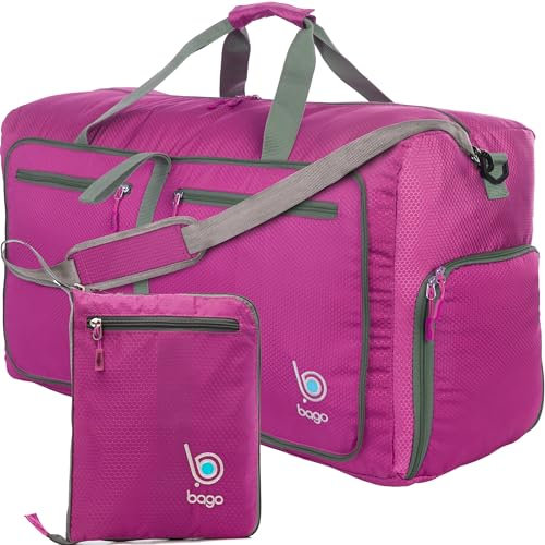 bago Reisetasche für Damen und Herren, 100 l, geräumig, große Reisetasche mit Schuhfach, Reisen Sie die Welt mit Stil und Komfort, langlebig, leicht und faltbar, rose, (60L) UK, Reisetasche