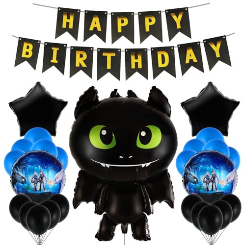 26 Stück Geburtstag Luftballons Junge,Cartoon Luftballons,Schwarz Folienballons,Luftballons Kindergeburtstag Deko,für Kinder Geburtstagsfeier Dekoration