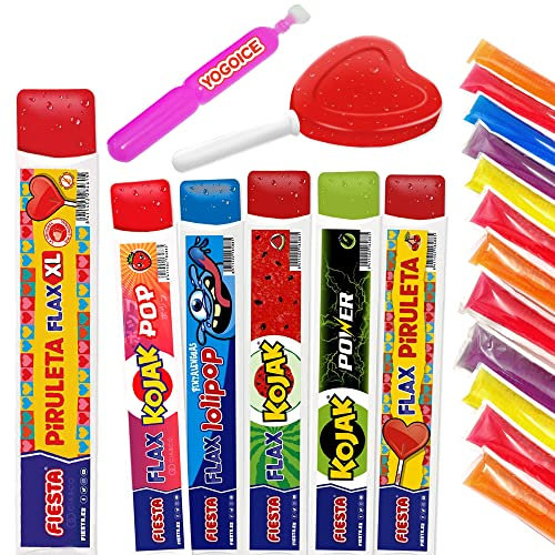 Cia&Co Pack Variado - Incluye Poline de cada 5 sabores top FIESTA + FLAX Piruleta XXL + Super Piruleta Congelable + YoigoIce de Sabor +12 Flashes de sabores variados