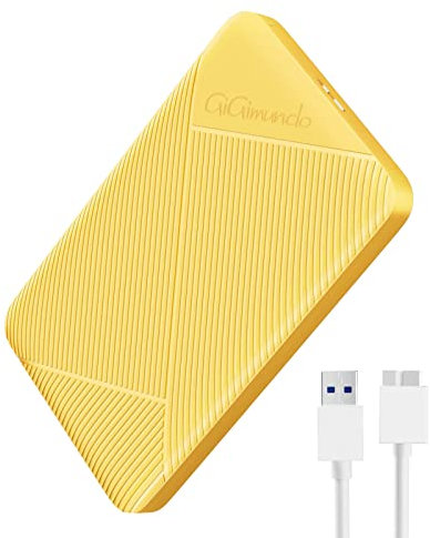 Gigimundo 2.5 Inch Hard Drive Enclosure Yellow, SATA III to USB 3.0 SSD Caddy, UASP, Tool-Free External SSD Enclosure, Compatible HDD Max 9mm, Work with Xbox PC PS4 PS5