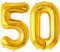 FUNFEST Ballons Anniversaire 50 Ans Couleur Or de 100cm – Décoration Ballon Anniversaire – Inclus Ballon 50 ans XL & Paille - Vole avec de l’hélium - Ballon Réutilisable de Qualité Supérieure