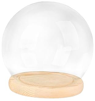 MagiDeal Dôme d'affichage avec Base en Bois Support de Micro Paysage décoratif Couvercle en Verre Centres de Table Cloche en Verre Dôme en Verre Transparent, Socle en Bois de 15 cm