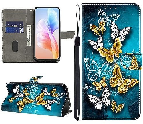 KEDBBAO Handyhülle für Samsung Galaxy Note 10 Lite Hülle Muster Klapphülle für Samsung Note 10 Lite Leder Tasche Case Flip Magnet Motive Schutzhülle für Galaxy Note 10 Lite, Grüner Schmetterling