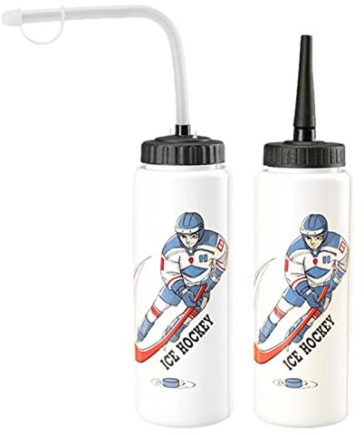 MYJIO Bouteille d'hockey sur glace, 1L, réutilisable, anti-fuite, avec paille, en plastique, pour activités sportives en plein air