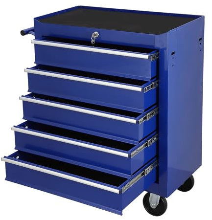 Werkzeugkasten mit 5 Schubladen, Werkzeugkasten mit Schubladen, Werkzeugschränke auf Rädern, für Garage, Lager, Werkstatt, Reparaturwerkstatt, Mechaniker, Werkzeugwagen