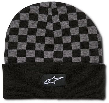 Alpinestars Herren Checkered Cuff Beanie-Mütze, Schwarz/Anthrazit, One Size