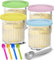 Creami Pints und Deckel für Ninja – 4 Stück, 680 ml, Deluxe 11-in-1 cremige Eiscreme-Behälter, Tassen, Gläser, Dosen, Behälter-Set, Smoothie-Topf, kompatibel mit NC501 NC500 Serie, Milchkännchen,