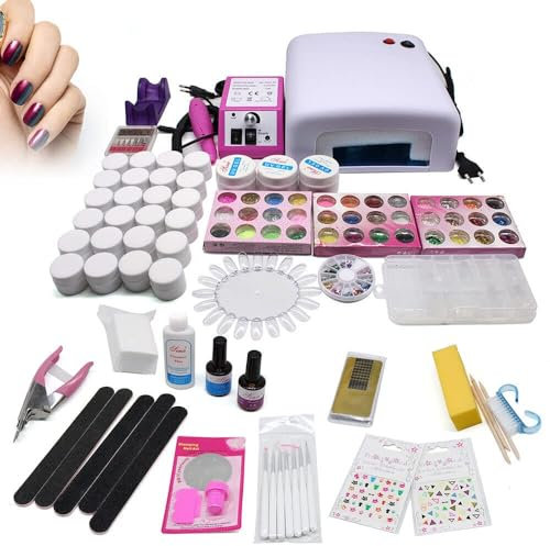 Kit complet pour ongles en gel - Kit de démarrage pour ongles en gel UV - Couteau d'art avec cutter - Extension d'ongles gel - Artiste d'ongles