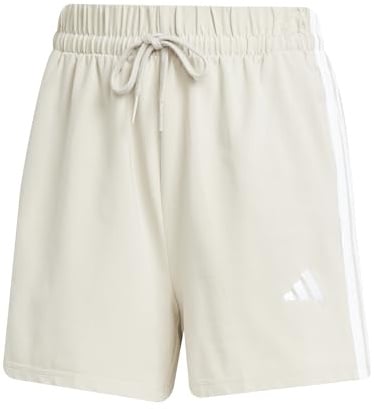 adidas Donna Essentials 3-Stripes Cotton Shorts, Wonder Alumina/White, S