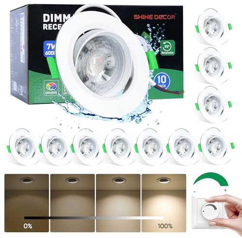 Shine Decor Spot Encastré à LED Dimmable, Blanc Neutre 4000K, Pour Plafond, Chambre à Coucher, Salle de Bain, Cuisine - Lot de 10